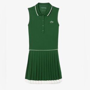 Lacoste Dark Green Polo Dress with Pleats